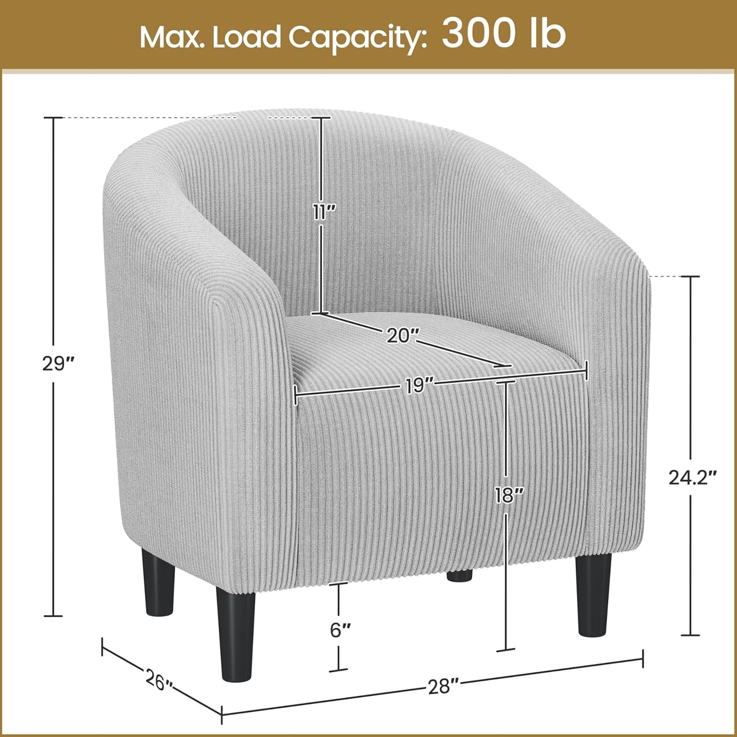 Yaheetech Accent Barrel Chair, Corduroy Fabric Club Chair, Furry Sherpa Elegant Armchair with Cozy Soft Padded for Living Room Bedroom Reception Room Office, Set of 2, Light Gray