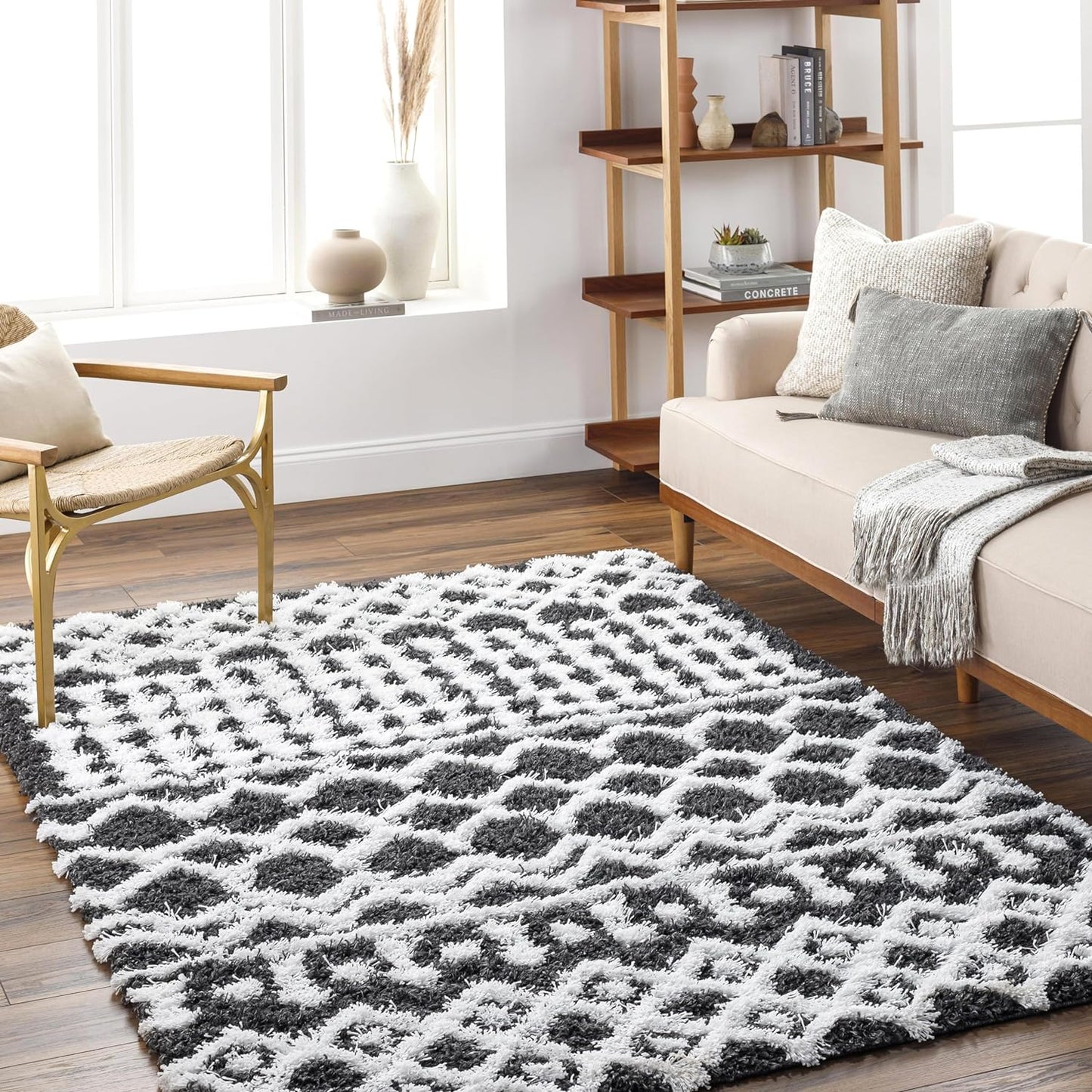 Livabliss Hapsburg Moroccan Shag Area Rug, 6'7" x 9'6", Beige