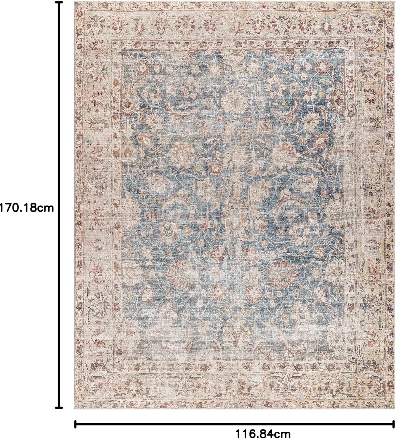 Livabliss x Becki Owens Marlene Vintage Area Rug, 3'10" x 5'7", Blue/Tan, (4' x 6')