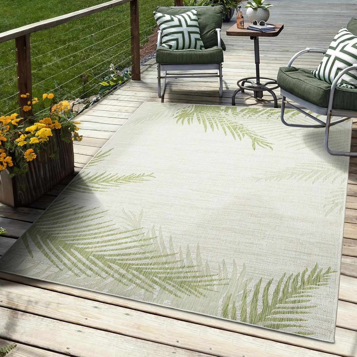 LR Home 5x7 Indoor/Outdoor Area Rug for Home Decor | Coastal Reef Carpet for Living Room, Bedroom, Playroom, Patio, Garden | Modern Farmhouse Rug | Blue/Gray