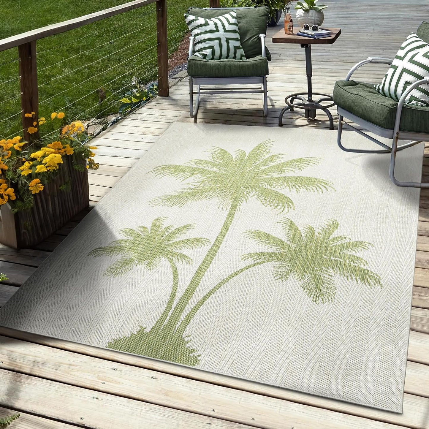 LR Home 5x7 Indoor/Outdoor Area Rug for Home Decor | Coastal Reef Carpet for Living Room, Bedroom, Playroom, Patio, Garden | Modern Farmhouse Rug | Blue/Gray