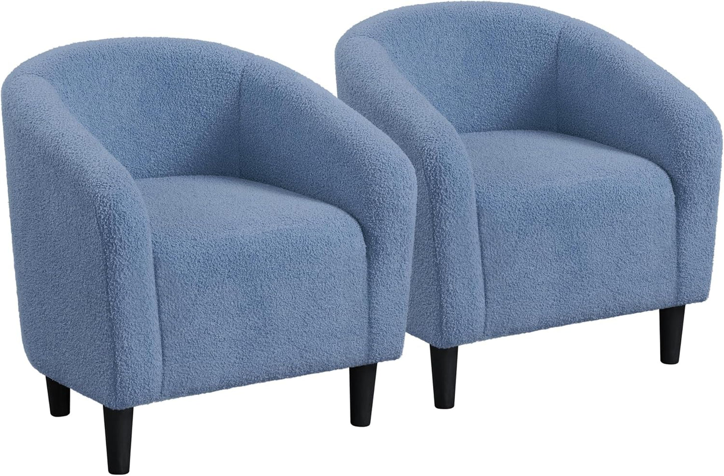 Yaheetech Accent Barrel Chair, Corduroy Fabric Club Chair, Furry Sherpa Elegant Armchair with Cozy Soft Padded for Living Room Bedroom Reception Room Office, Set of 2, Light Gray