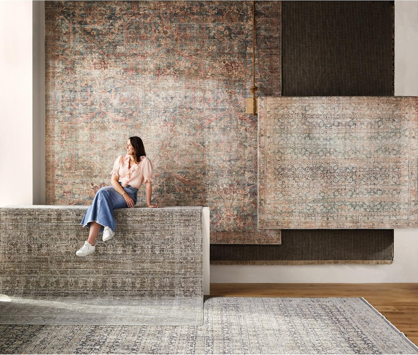 Livabliss x Becki Owens Marlene Vintage Area Rug, 3'10" x 5'7", Blue/Tan, (4' x 6')