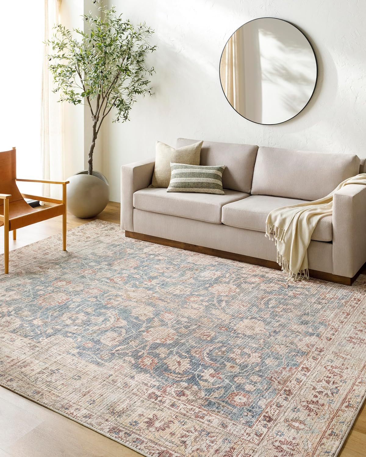 Livabliss x Becki Owens Marlene Vintage Area Rug, 3'10" x 5'7", Blue/Tan, (4' x 6')