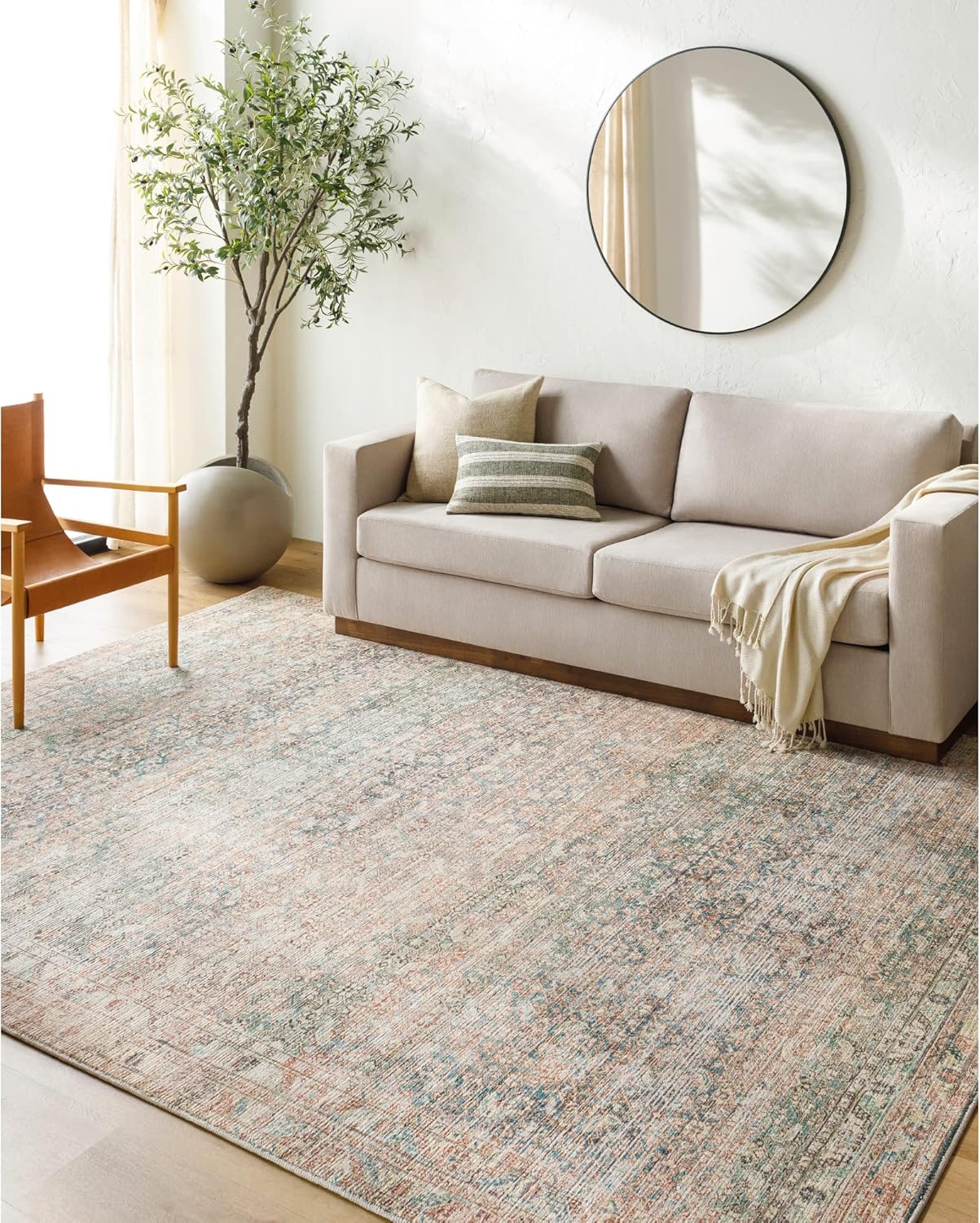Livabliss x Becki Owens Marlene Vintage Area Rug, 3'10" x 5'7", Blue/Tan, (4' x 6')