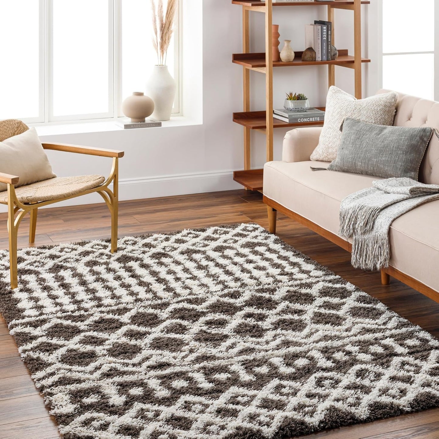 Livabliss Hapsburg Moroccan Shag Area Rug, 6'7" x 9'6", Beige