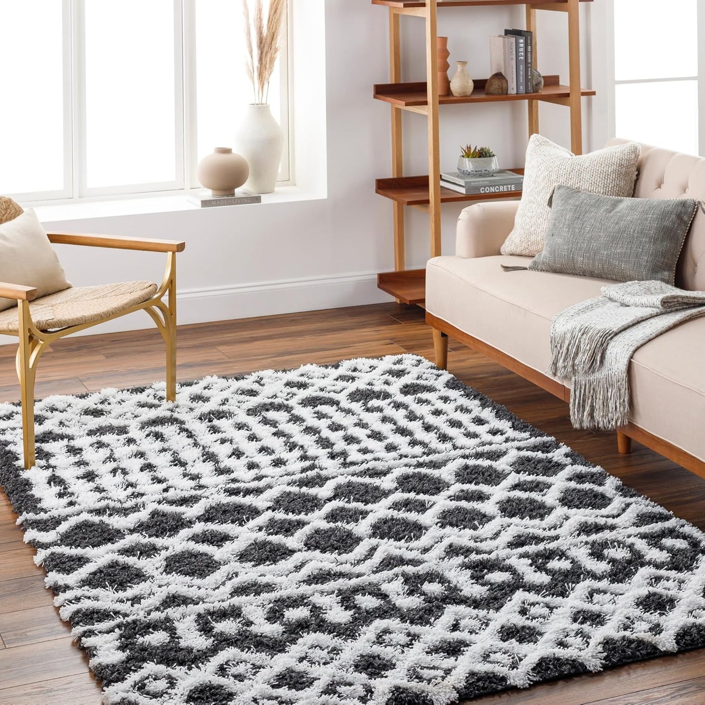 Livabliss Hapsburg Moroccan Shag Area Rug, 6'7" x 9'6", Beige