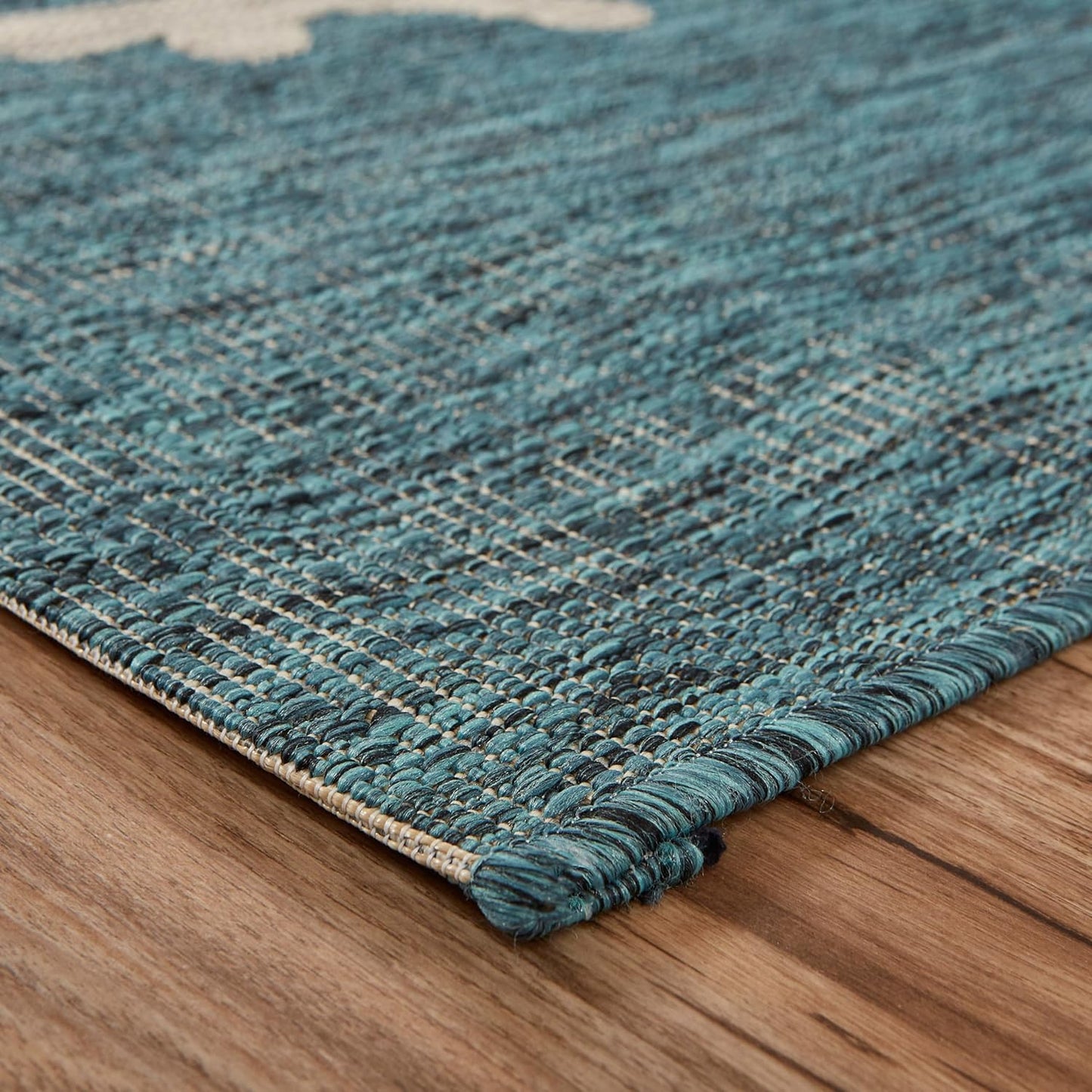 LR Home 5x7 Indoor/Outdoor Area Rug for Home Decor | Coastal Reef Carpet for Living Room, Bedroom, Playroom, Patio, Garden | Modern Farmhouse Rug | Blue/Gray