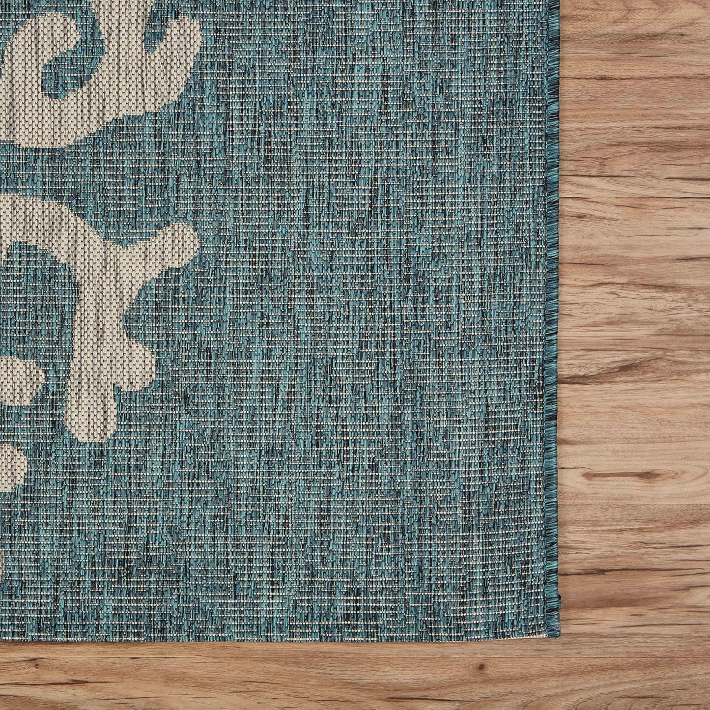 LR Home 5x7 Indoor/Outdoor Area Rug for Home Decor | Coastal Reef Carpet for Living Room, Bedroom, Playroom, Patio, Garden | Modern Farmhouse Rug | Blue/Gray