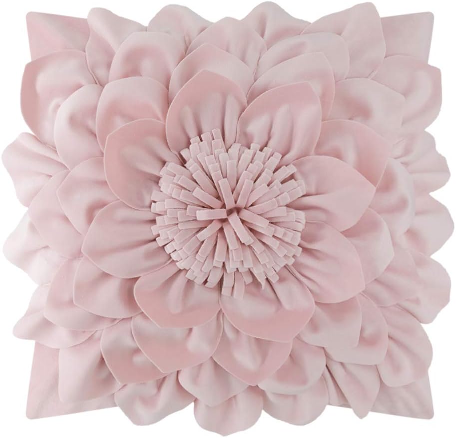 3D Flower Decorative Throw Pillow Covers Floral Pillow Shams Soft Velvet Pillowcases Home Sofa Car Bed Room Decor 18 x 18 Inches Cream White