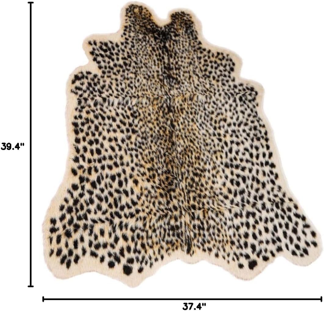 Leopard Print Rug, Faux Cowhide Cheetah Skin Rug Animal Printed Area Rug Carpet for Home Office, Livingroom, Bedroom