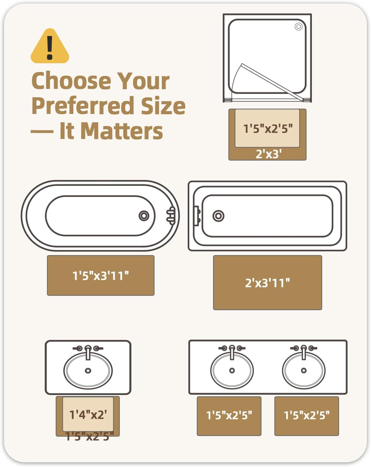 Color&Geometry Chenille Pile Large Bathroom Rugs Upgraded Denser, 24"x36" Non Slip Absorbent Black Bath Mats for Bathroom Thin Fit Under Door, Washable Quick Dry