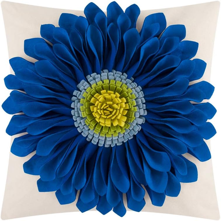 3D Sunflower Handmade Throw Pillow Covers Decorative Floral Pillowcases Cushion Covers for Couch Living Room Home Decor Creamy White 18x18 Inches