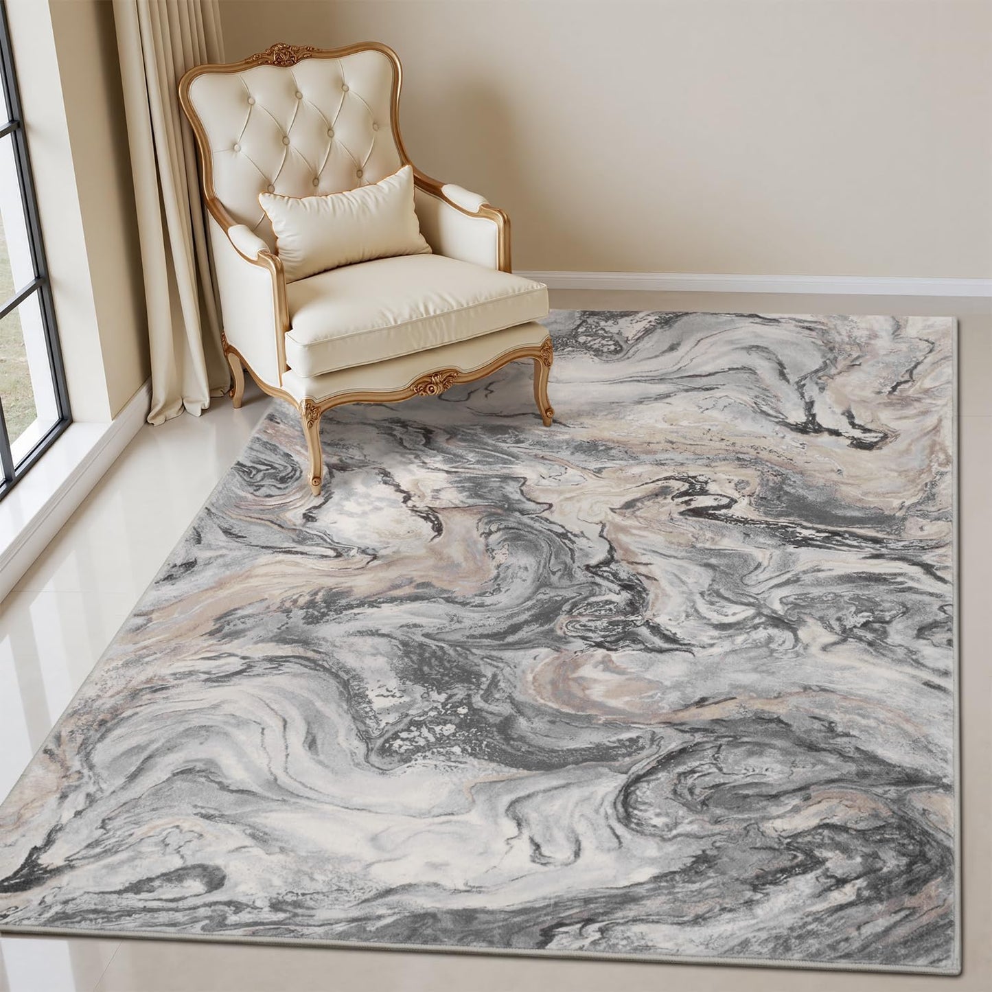 5x7 Area Rugs for Living Room, Modern Abstract Rug for Bedroom, Contemporary Machine Washable Rug, Large Stain Resistant Carpet for Dining Room Playroom Home Office, Pet & Kids Friendly