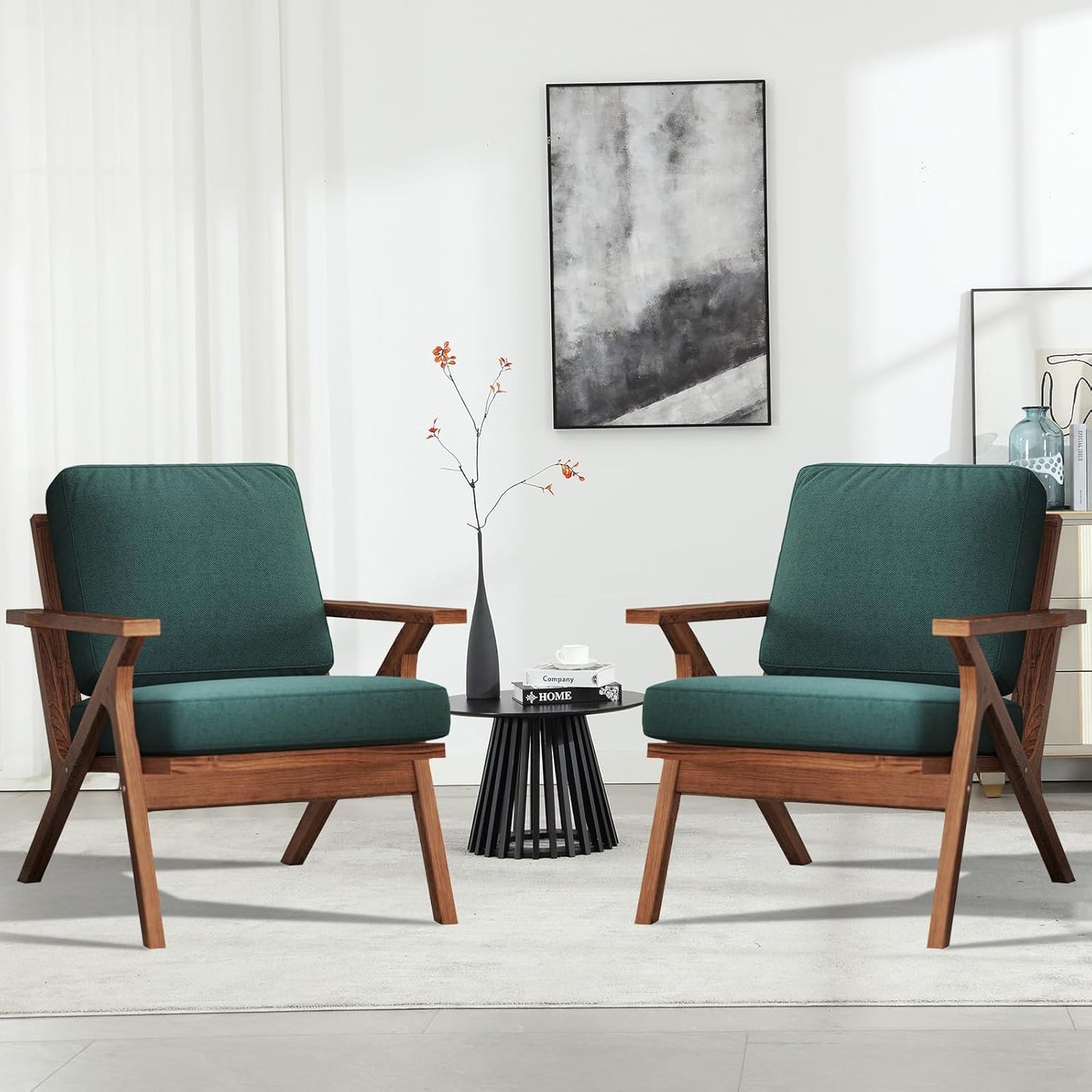 INZOY Mid-Century Modern Accent Chair with Wood Frame, PU Leather Living Room Chair and Soft Thick Padded Armchair for Living Room Bedroom Reception with Removable Upholstered Cushions, Brown