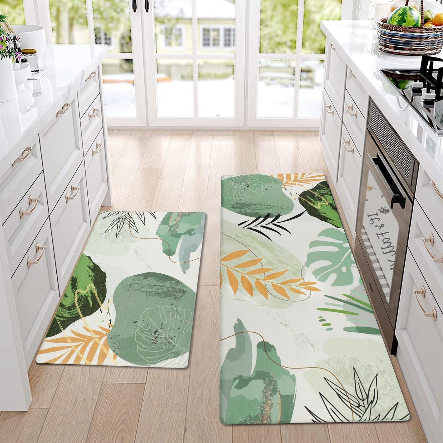 Homcomoda Anti Fatigue Kitchen Mats for Floor Set of 3 Cushioned Kitchen Rug Sets 3 Piece Non Slip Waterproof Comfort Standing Mat for Home Office Kitchen Sink