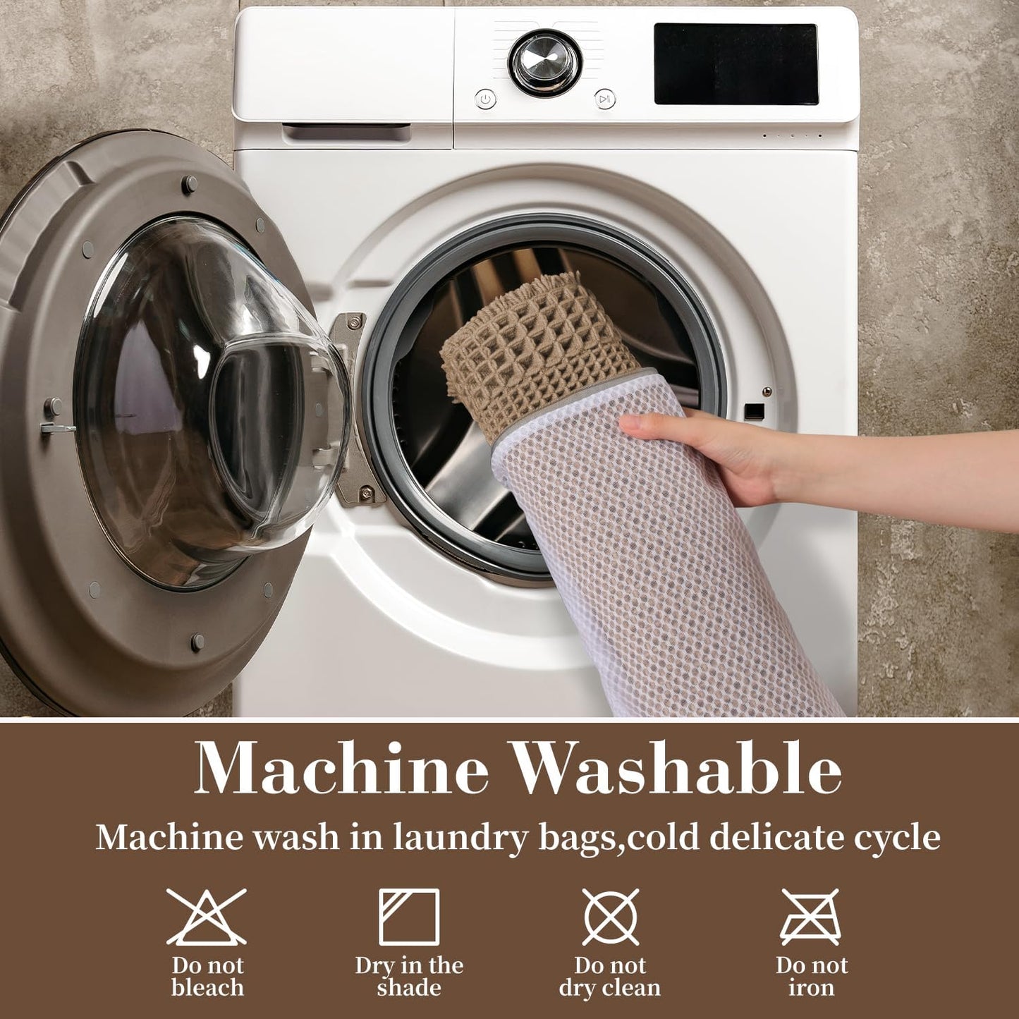 RESARE Waffle Bathroom Runner Rugs, Super Absorbent Bath Mat Non Slip Washable Quick Dry, Upgraded Ultra Soft Boho Bath Rugs with Tassels for Hallway Bedroom Laundry Room, 2'x6'(24"x72"), Brown