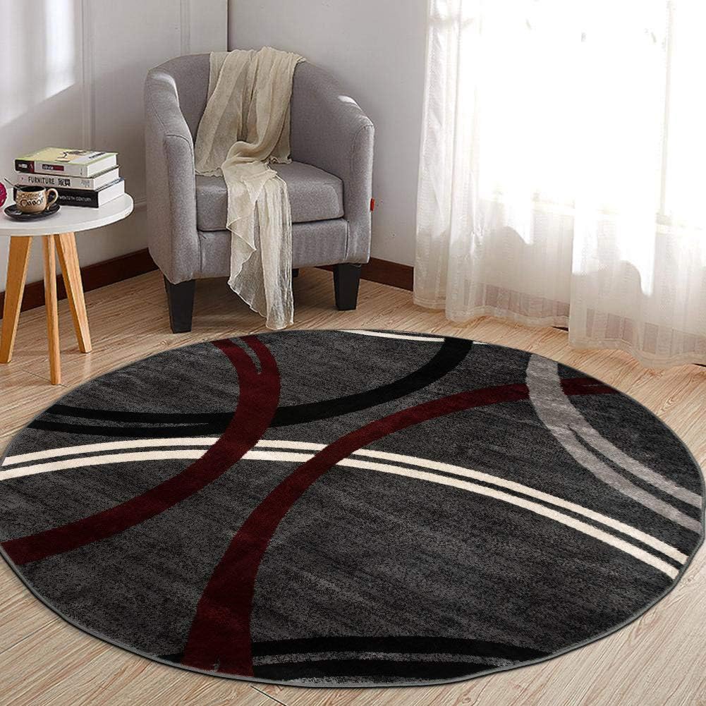 Rugshop Wavy Circles Design Area Rug, Fade-Resistant Carpet for Living Room, Dining Room, or Bedroom, Gray, 5'3" x 7'3"
