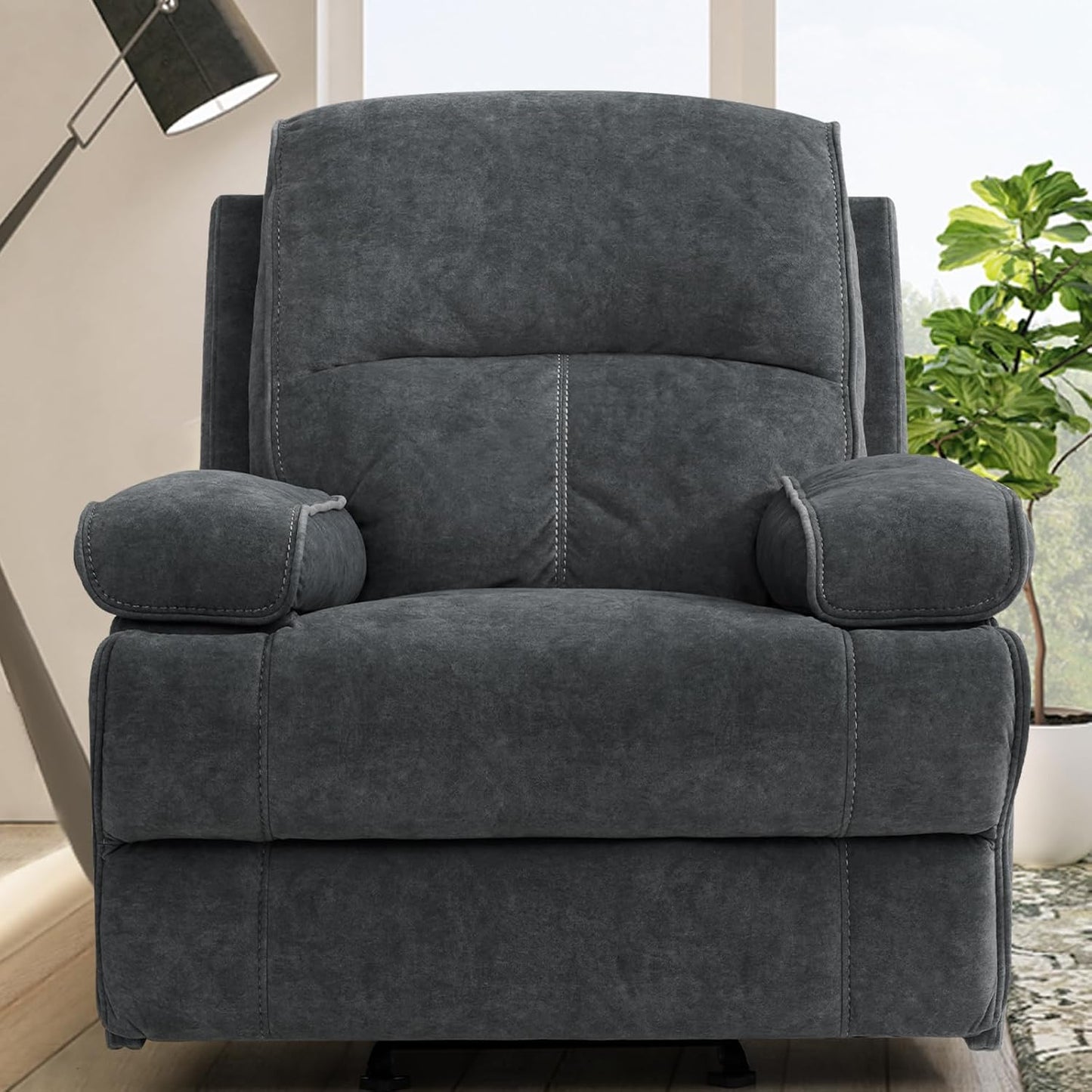 TEKAMON Swivel Accent Chair, Oversized Swivel Single Sofa Chair, Modern Chenille Fabric Barrel Armchair for Living Room/Office with Extra Wide Armrests, Washable Covers, 360° Rotation (Beige)