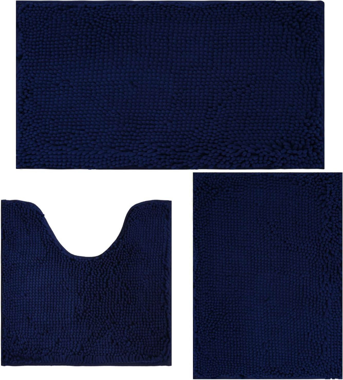 Bathroom Rugs Sets 3 Piece Non Slip,Bath Rugs with PVC Backing Bath Carpet,Bathroom Rug Washable,Absorbent,Plush Carpet Mats,Bath Mats for Bedroom, Kitchen,Tub,Home Decor (Royal)