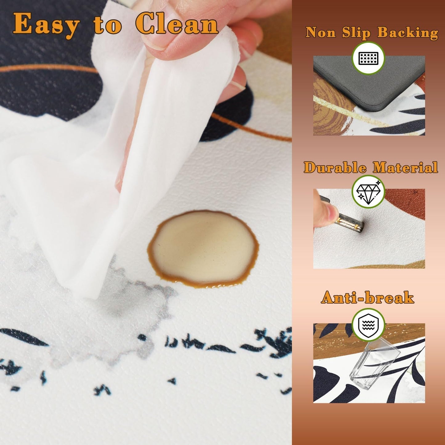 Homcomoda Anti Fatigue Kitchen Mats for Floor Set of 3 Cushioned Kitchen Rug Sets 3 Piece Non Slip Waterproof Comfort Standing Mat for Home Office Kitchen Sink