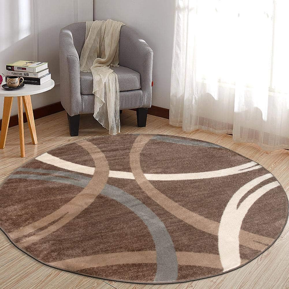 Rugshop Wavy Circles Design Area Rug, Fade-Resistant Carpet for Living Room, Dining Room, or Bedroom, Gray, 5'3" x 7'3"