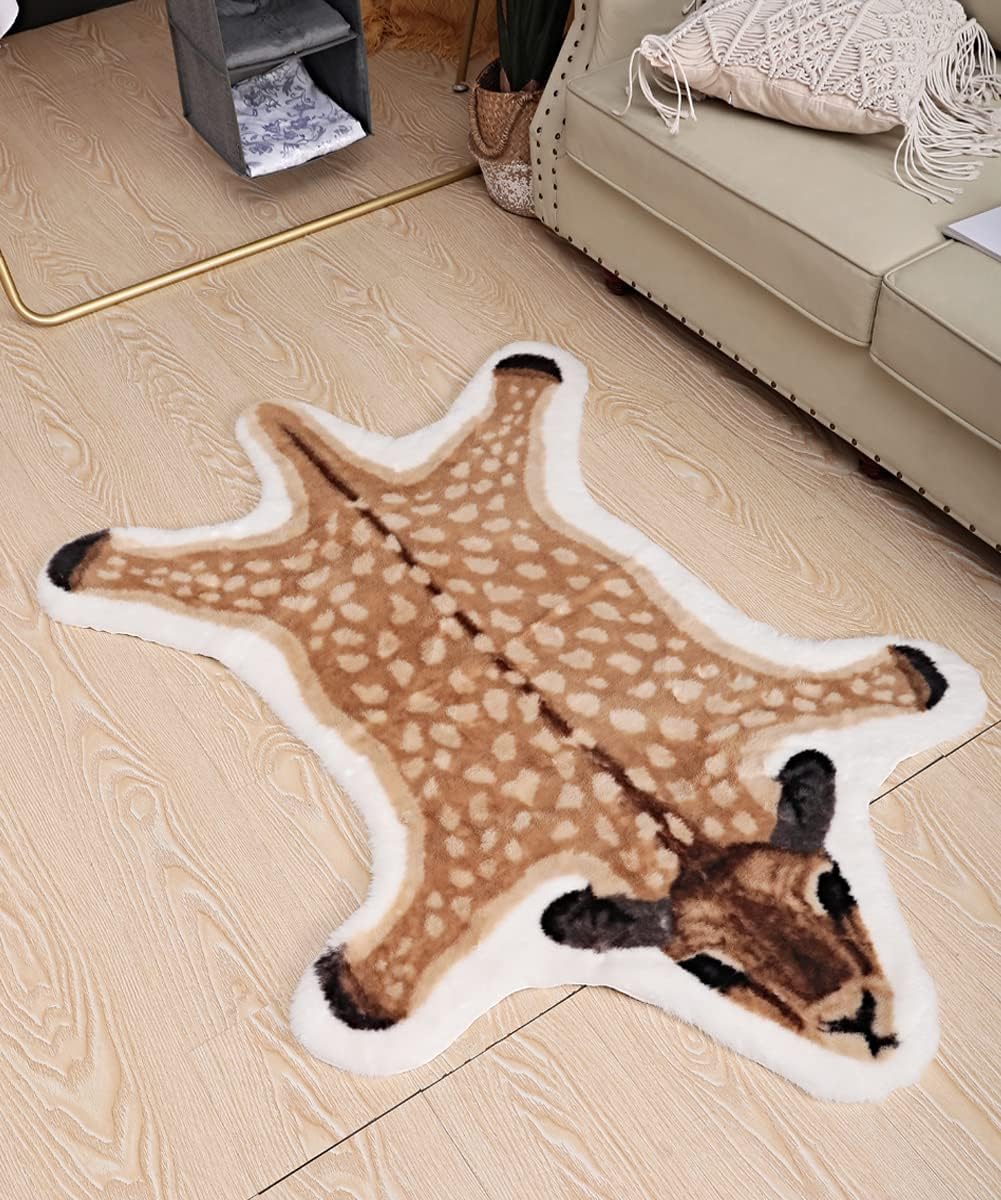 Leopard Print Rug, Faux Cowhide Cheetah Skin Rug Animal Printed Area Rug Carpet for Home Office, Livingroom, Bedroom