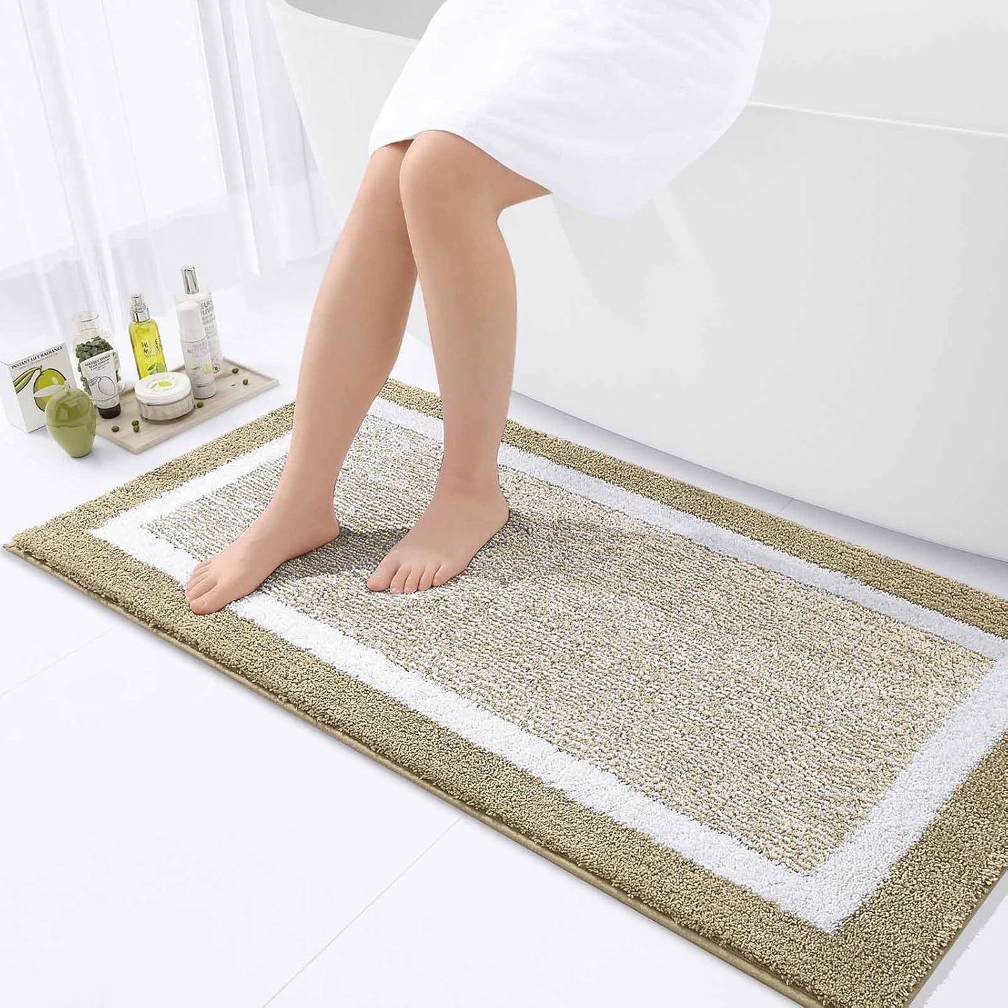 OLANLY Bathroom Rugs 24x16, Extra Soft and Absorbent Microfiber Bath Mat, Non-Slip, Machine Washable, Quick Dry Shaggy Bath Carpet, Suitable for Bathroom Floor, Tub, Shower (Small, Dark Grey)