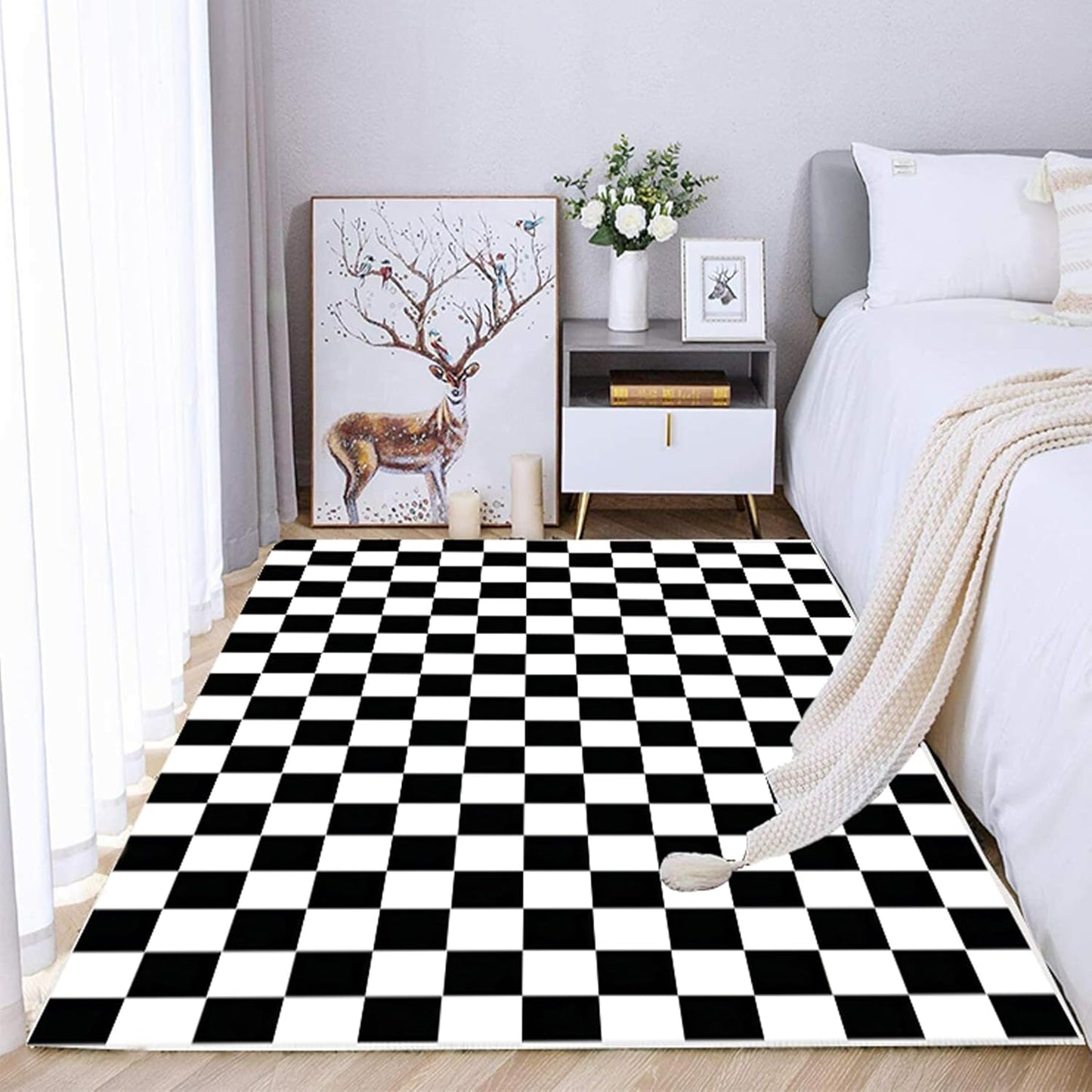 Leopard Rug 8x10 Large Living Room Area Rug Washable Non-Slip Leopard Print Bedroom Rug Modern Themed Indoor Carpet for Dining Room Foyer Apartment Den（8x10ft,Brown）