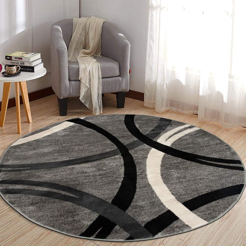 Rugshop Wavy Circles Design Area Rug, Fade-Resistant Carpet for Living Room, Dining Room, or Bedroom, Gray, 5'3" x 7'3"