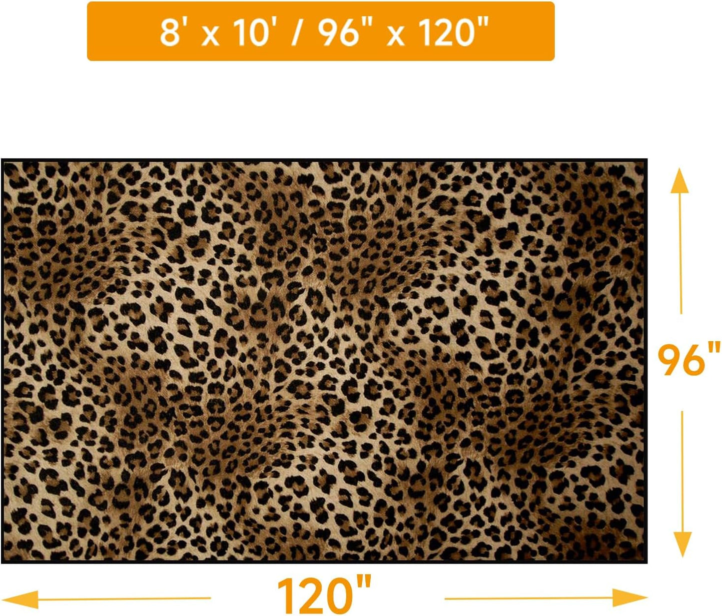 Leopard Rug 8x10 Large Living Room Area Rug Washable Non-Slip Leopard Print Bedroom Rug Modern Themed Indoor Carpet for Dining Room Foyer Apartment Den（8x10ft,Brown）