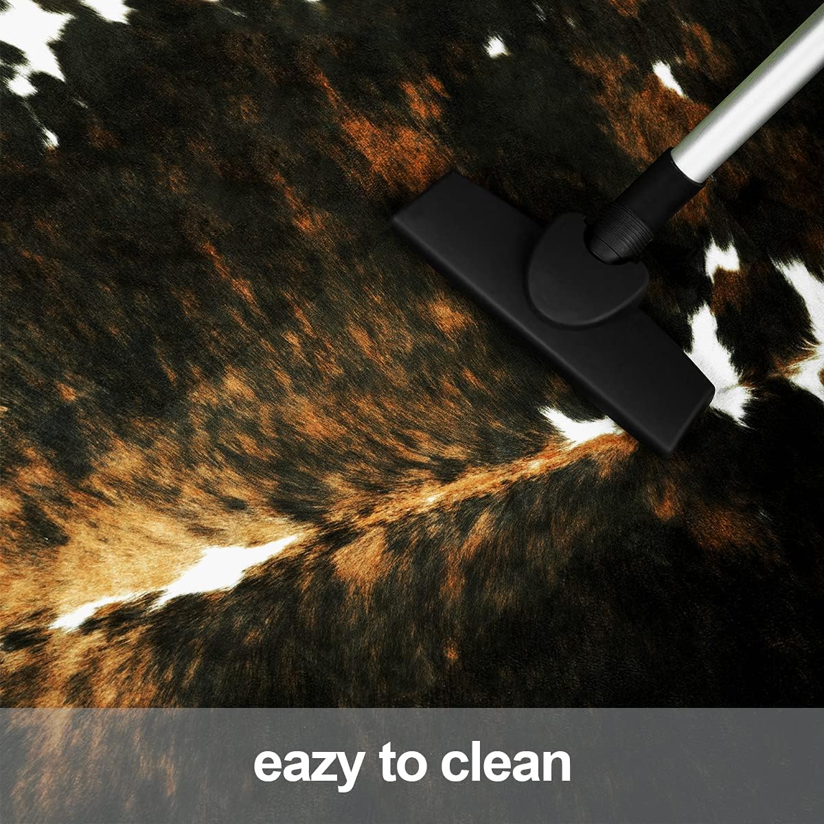 Amearea Faux Cow Hide Rug Large 7×6.2 Feet, Premium Western Home Decor Cow Print Rugs for Living Room, Faux Leather Animal Cowhide Bedroom Carpet, Dining Traditional Cow Pattern Stuff Carpets, Brown