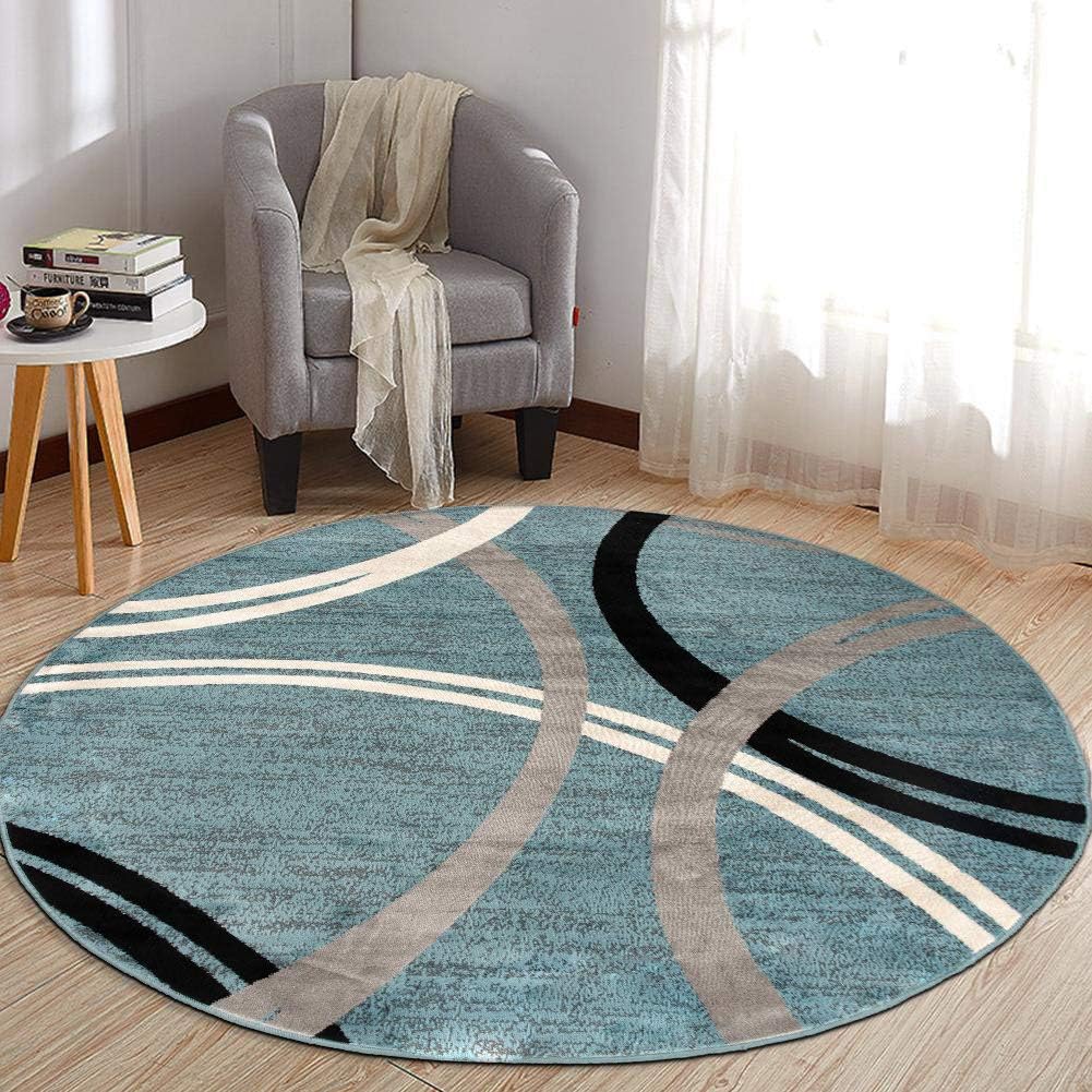 Rugshop Wavy Circles Design Area Rug, Fade-Resistant Carpet for Living Room, Dining Room, or Bedroom, Gray, 5'3" x 7'3"