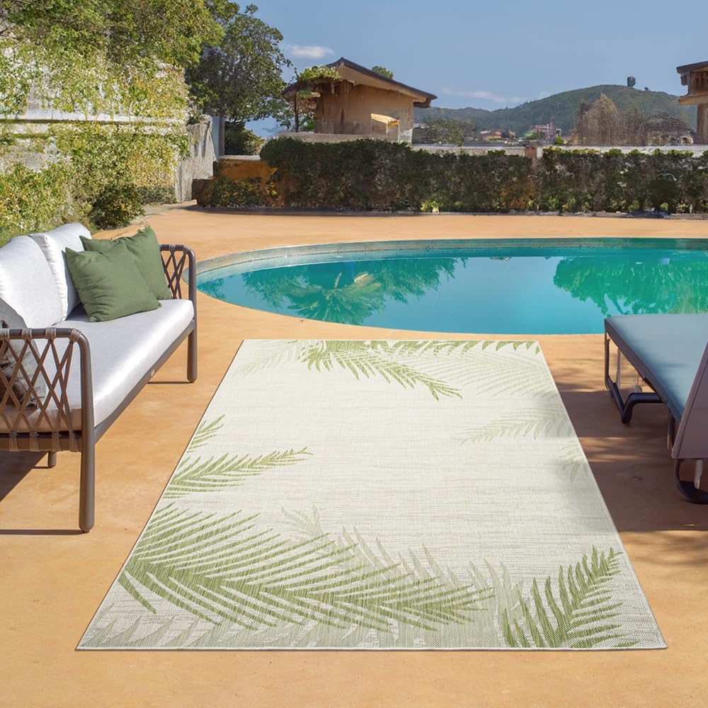 LR Home 5x7 Indoor/Outdoor Area Rug for Home Decor | Coastal Reef Carpet for Living Room, Bedroom, Playroom, Patio, Garden | Modern Farmhouse Rug | Blue/Gray