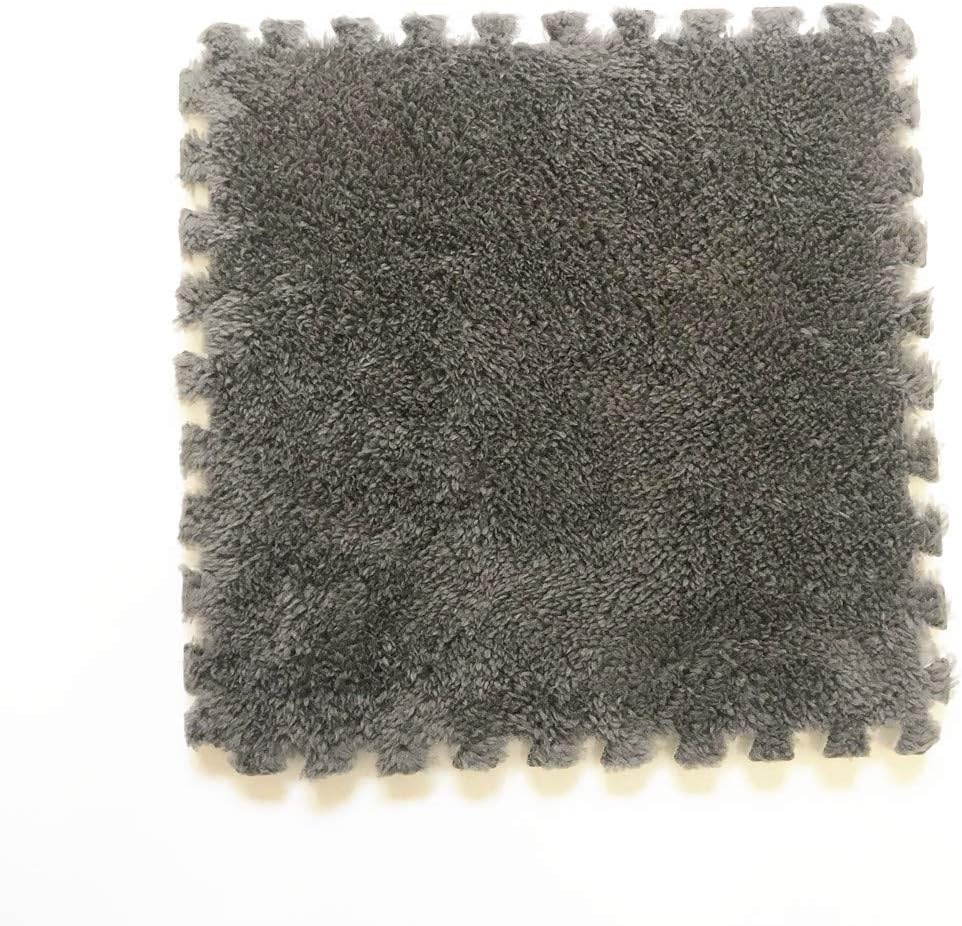 Interlocking Carpet Shaggy Soft EVA Foam Mats Fluffy Area Rugs Protective Floor Tiles Exercise Play Mat for Children Kids Room Home Parlor Bedroom (12 pcs, Gray)