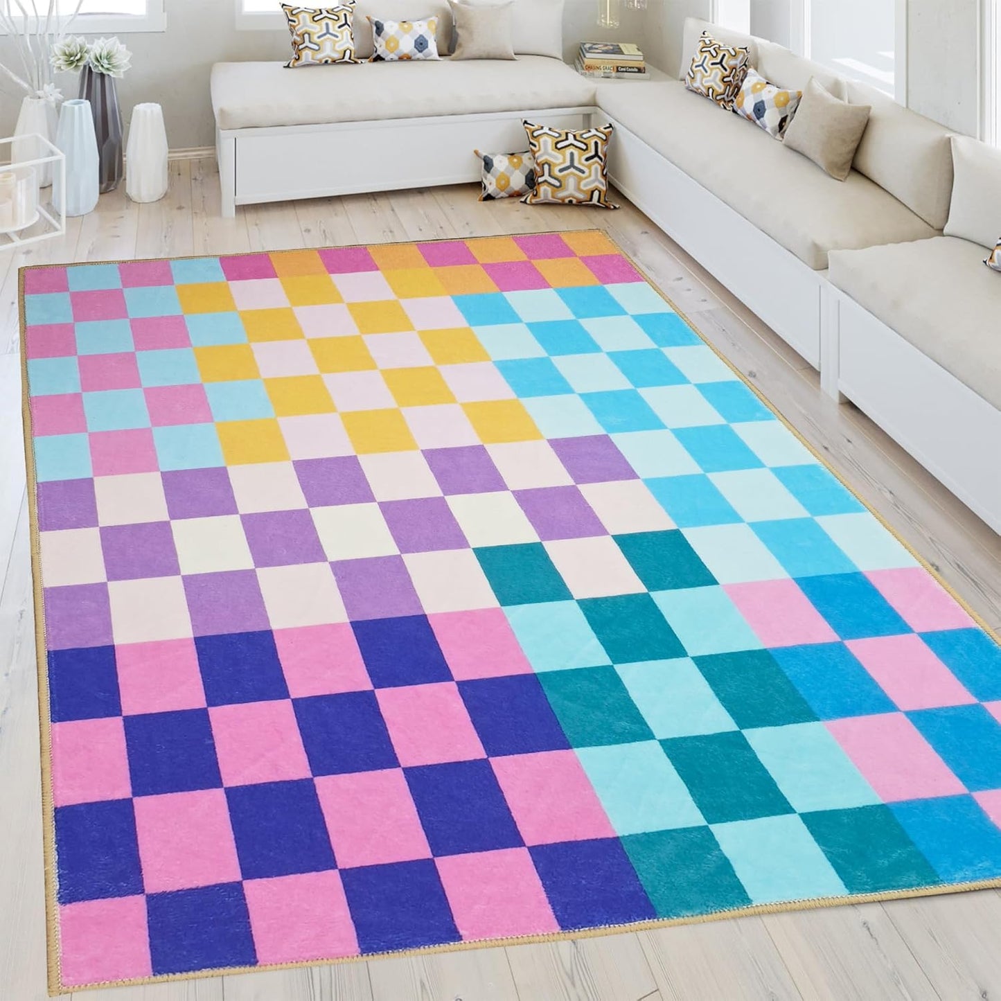 Leopard Rug 8x10 Large Living Room Area Rug Washable Non-Slip Leopard Print Bedroom Rug Modern Themed Indoor Carpet for Dining Room Foyer Apartment Den（8x10ft,Brown）