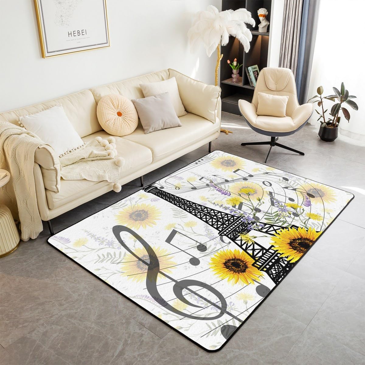 jejeloiu Cute Bear Area Rug 5x7 Wild Animal Pattern Decorative Carpet Nature Wildlife Bear Rugs for Living Room Bedroom Western Farmhouse Orange Grey Accent Rug