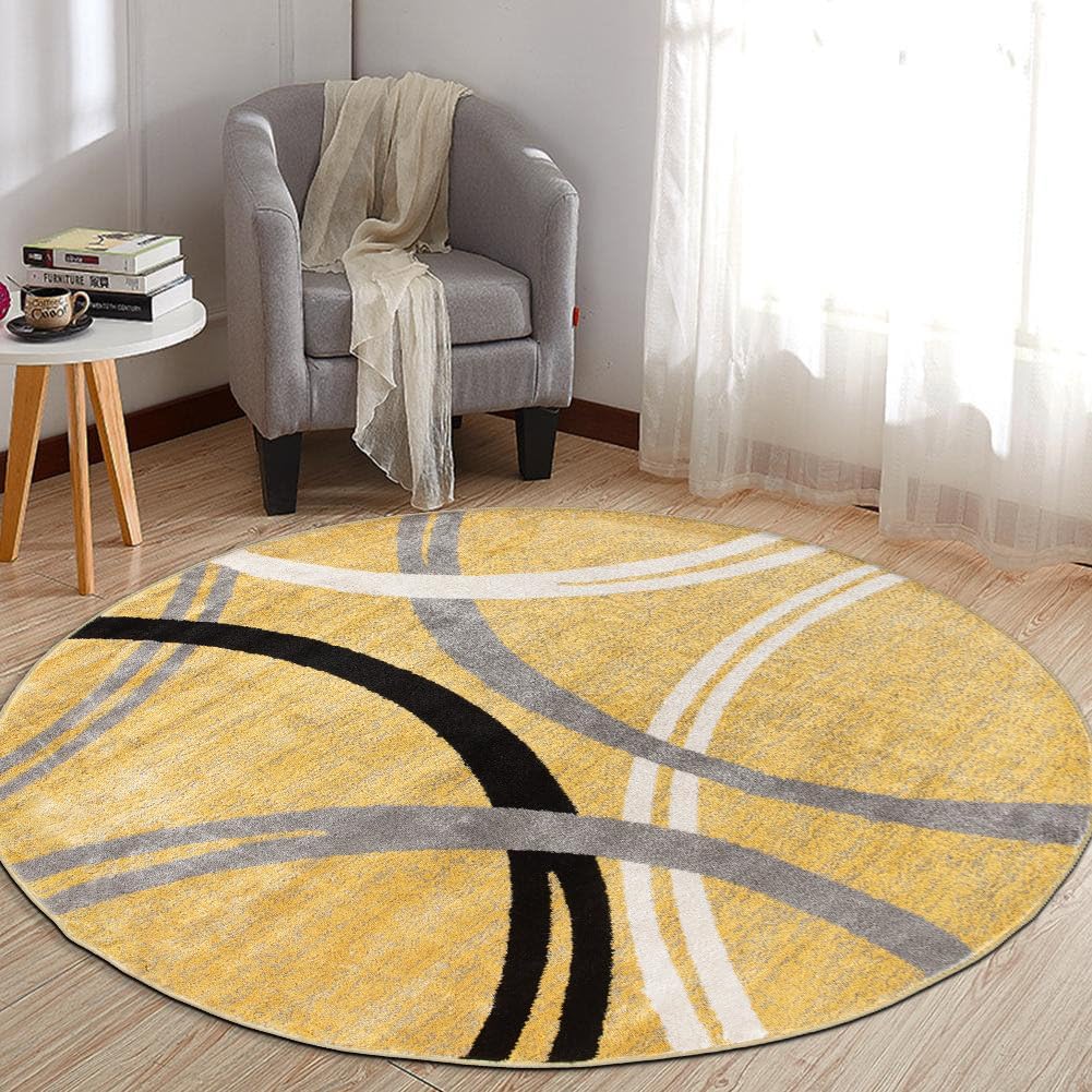 Rugshop Wavy Circles Design Area Rug, Fade-Resistant Carpet for Living Room, Dining Room, or Bedroom, Gray, 5'3" x 7'3"