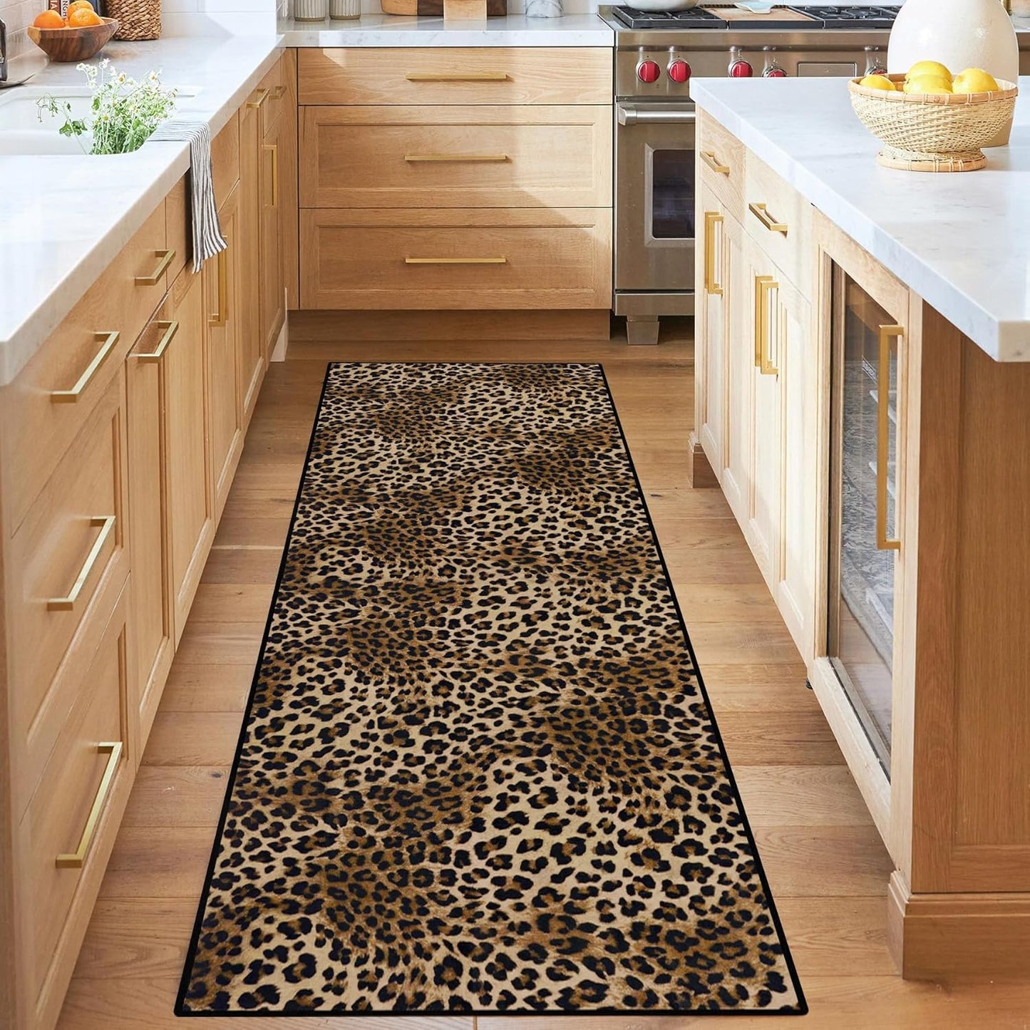Leopard Rug 8x10 Large Living Room Area Rug Washable Non-Slip Leopard Print Bedroom Rug Modern Themed Indoor Carpet for Dining Room Foyer Apartment Den（8x10ft,Brown）