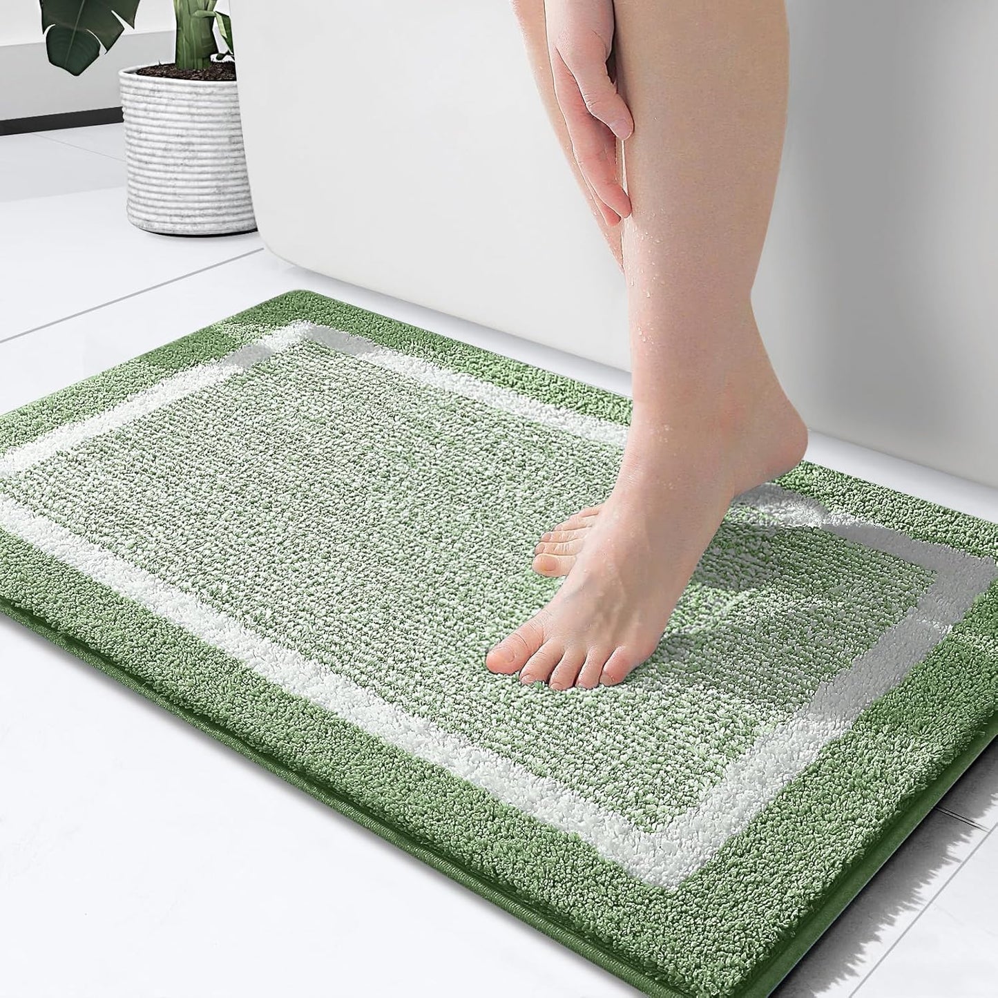 OLANLY Bathroom Rugs 24x16, Extra Soft and Absorbent Microfiber Bath Mat, Non-Slip, Machine Washable, Quick Dry Shaggy Bath Carpet, Suitable for Bathroom Floor, Tub, Shower (Small, Dark Grey)
