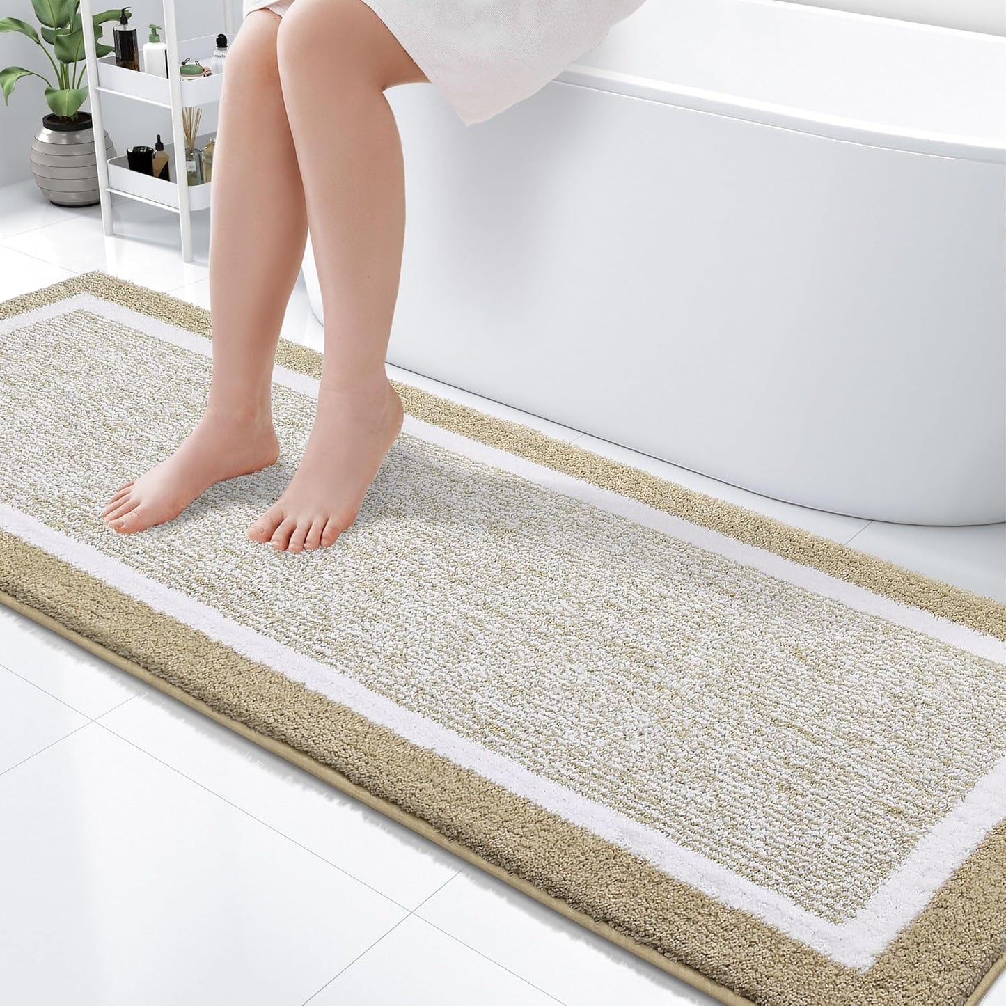 OLANLY Bathroom Rugs 24x16, Extra Soft and Absorbent Microfiber Bath Mat, Non-Slip, Machine Washable, Quick Dry Shaggy Bath Carpet, Suitable for Bathroom Floor, Tub, Shower (Small, Dark Grey)