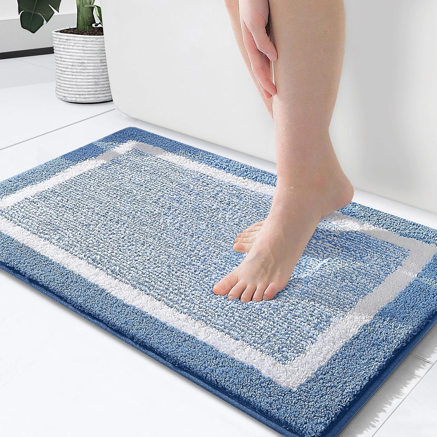 OLANLY Bathroom Rugs 24x16, Extra Soft and Absorbent Microfiber Bath Mat, Non-Slip, Machine Washable, Quick Dry Shaggy Bath Carpet, Suitable for Bathroom Floor, Tub, Shower (Small, Dark Grey)