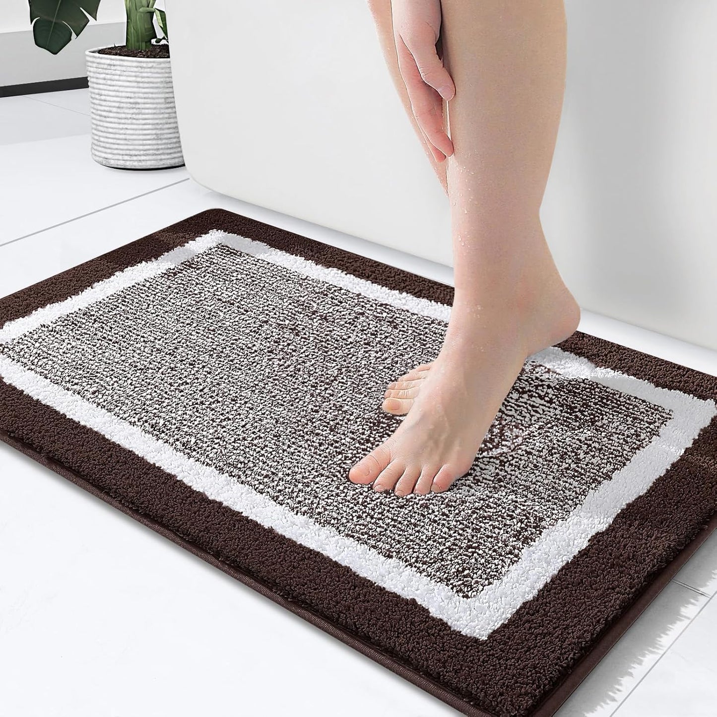 OLANLY Bathroom Rugs 24x16, Extra Soft and Absorbent Microfiber Bath Mat, Non-Slip, Machine Washable, Quick Dry Shaggy Bath Carpet, Suitable for Bathroom Floor, Tub, Shower (Small, Dark Grey)