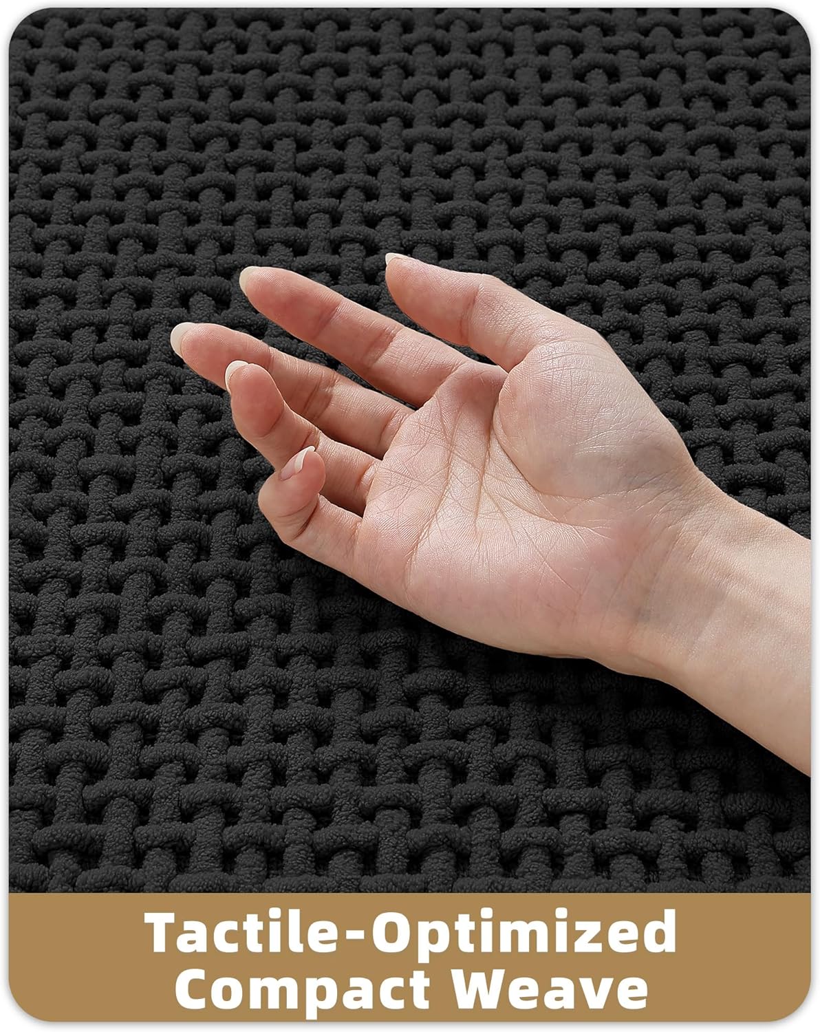 Color&Geometry Chenille Pile Large Bathroom Rugs Upgraded Denser, 24"x36" Non Slip Absorbent Black Bath Mats for Bathroom Thin Fit Under Door, Washable Quick Dry