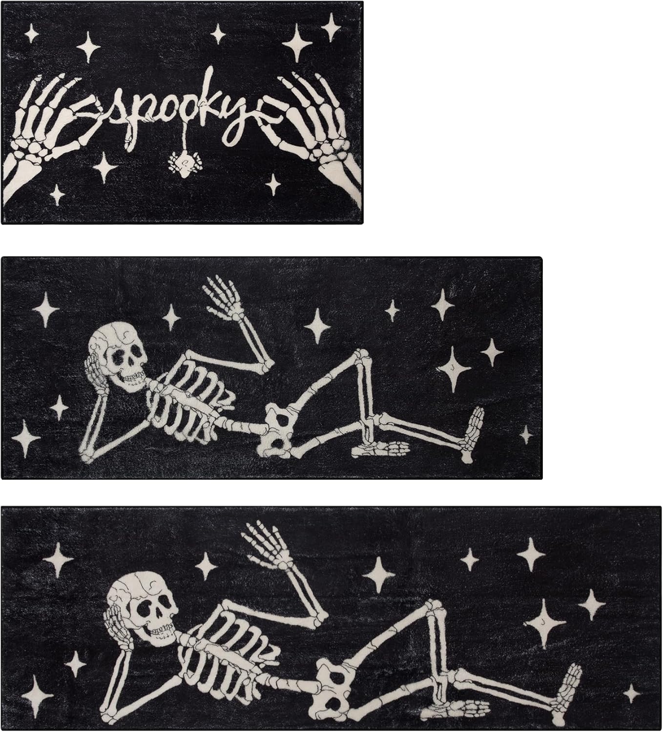 Fall Kitchen Rugs Sets of 3 Non Slip Washable Blue Pumpkin Kitchen Mats for Floor 3 Piece Set Kitchen Rug Sets Runner Carpets Absorbent for Home Party Autumn Decor(20"x32"+20"x48"+20"x59")