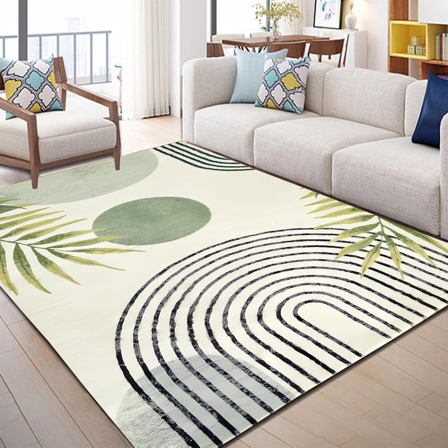 Leopard Rug 8x10 Large Living Room Area Rug Washable Non-Slip Leopard Print Bedroom Rug Modern Themed Indoor Carpet for Dining Room Foyer Apartment Den（8x10ft,Brown）