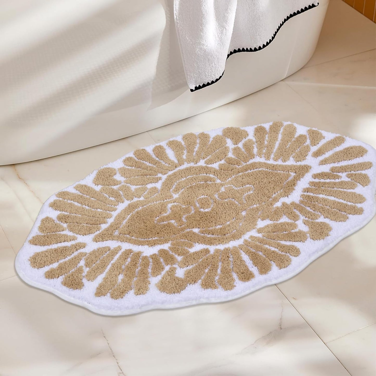 Bathroom Runner Rug 18x47 Non Slip Absorbent Bath Mats Long Bathroom Rugs Machine Washable Carpet Runner Rug Beige