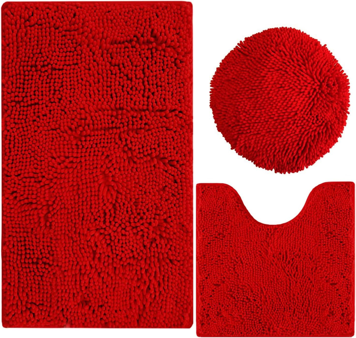 Bathroom Rugs Sets 3 Piece Non Slip,Bath Rugs with PVC Backing Bath Carpet,Bathroom Rug Washable,Absorbent,Plush Carpet Mats,Bath Mats for Bedroom, Kitchen,Tub,Home Decor (Royal)