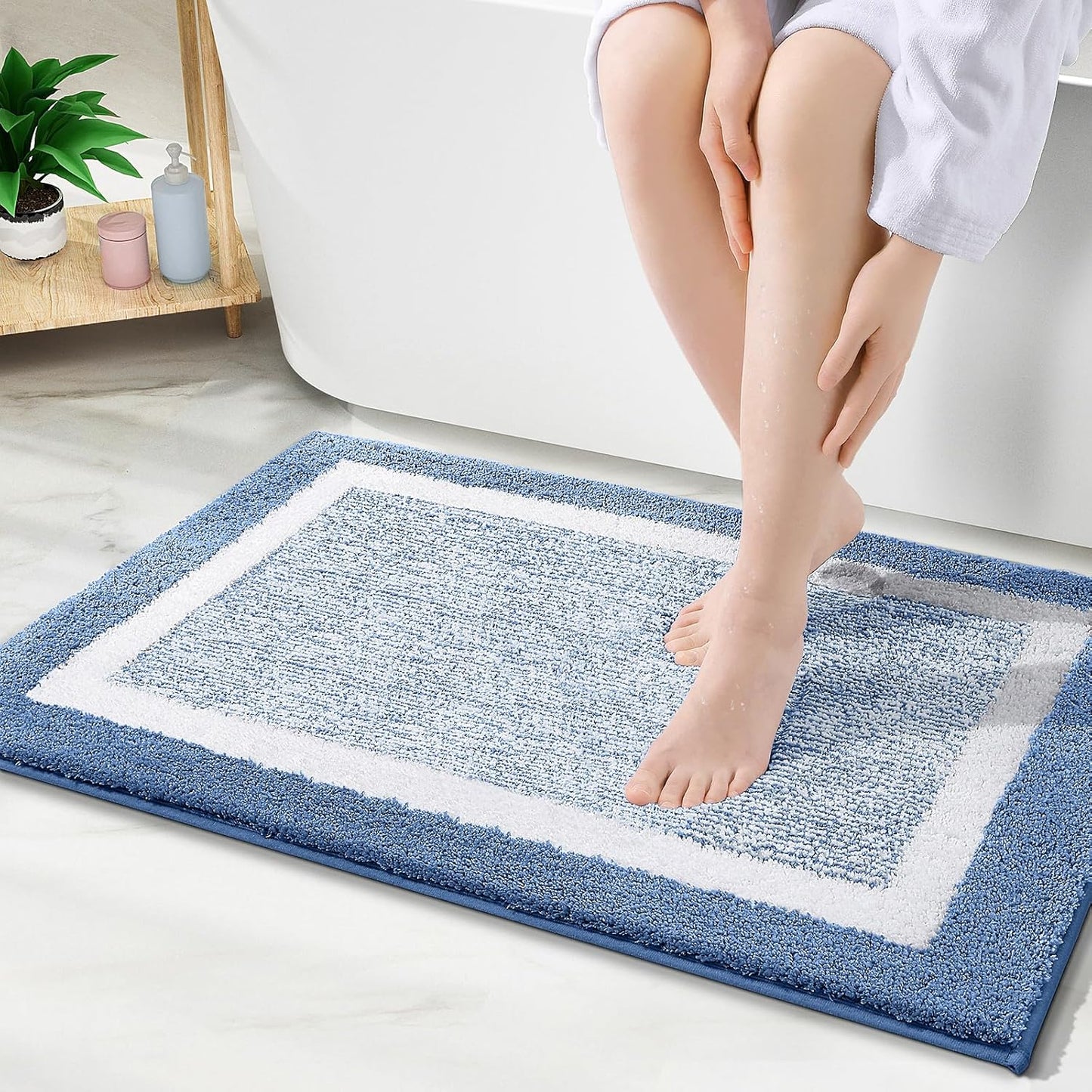 OLANLY Bathroom Rugs 24x16, Extra Soft and Absorbent Microfiber Bath Mat, Non-Slip, Machine Washable, Quick Dry Shaggy Bath Carpet, Suitable for Bathroom Floor, Tub, Shower (Small, Dark Grey)