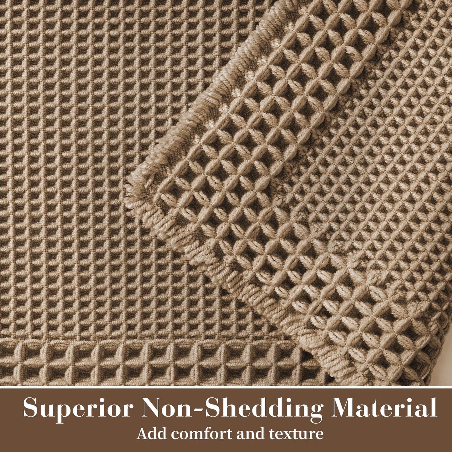 RESARE Waffle Bathroom Runner Rugs, Super Absorbent Bath Mat Non Slip Washable Quick Dry, Upgraded Ultra Soft Boho Bath Rugs with Tassels for Hallway Bedroom Laundry Room, 2'x6'(24"x72"), Brown